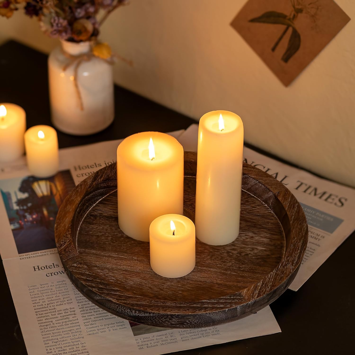 Rustic Wood Candle Tray