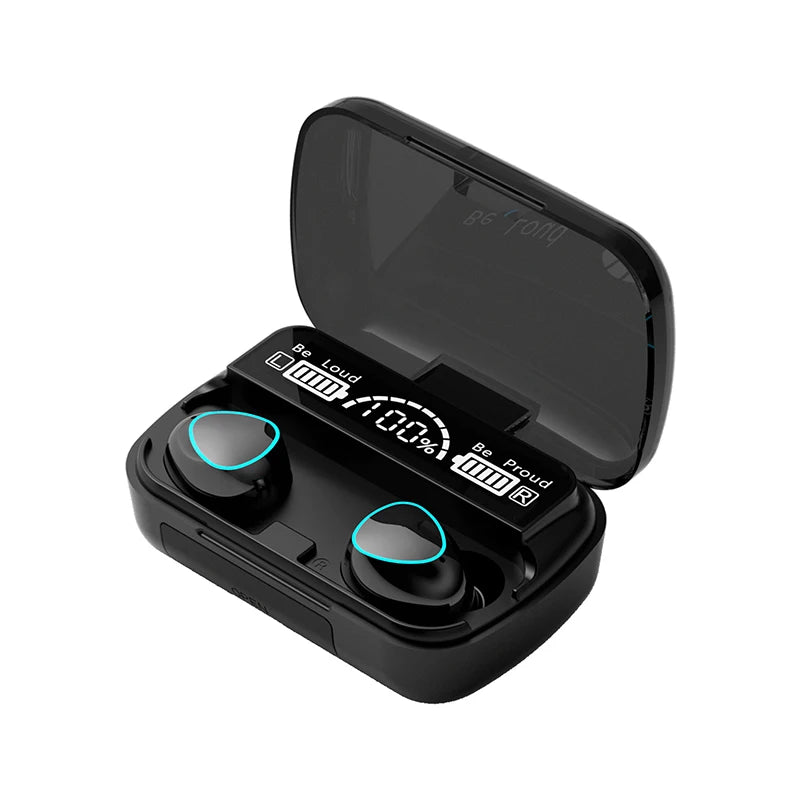 TWS M10 Pro Wireless Earbuds – Deep Bass Bluetooth Headset with Noise-Cancelling Mic & LED Power Display