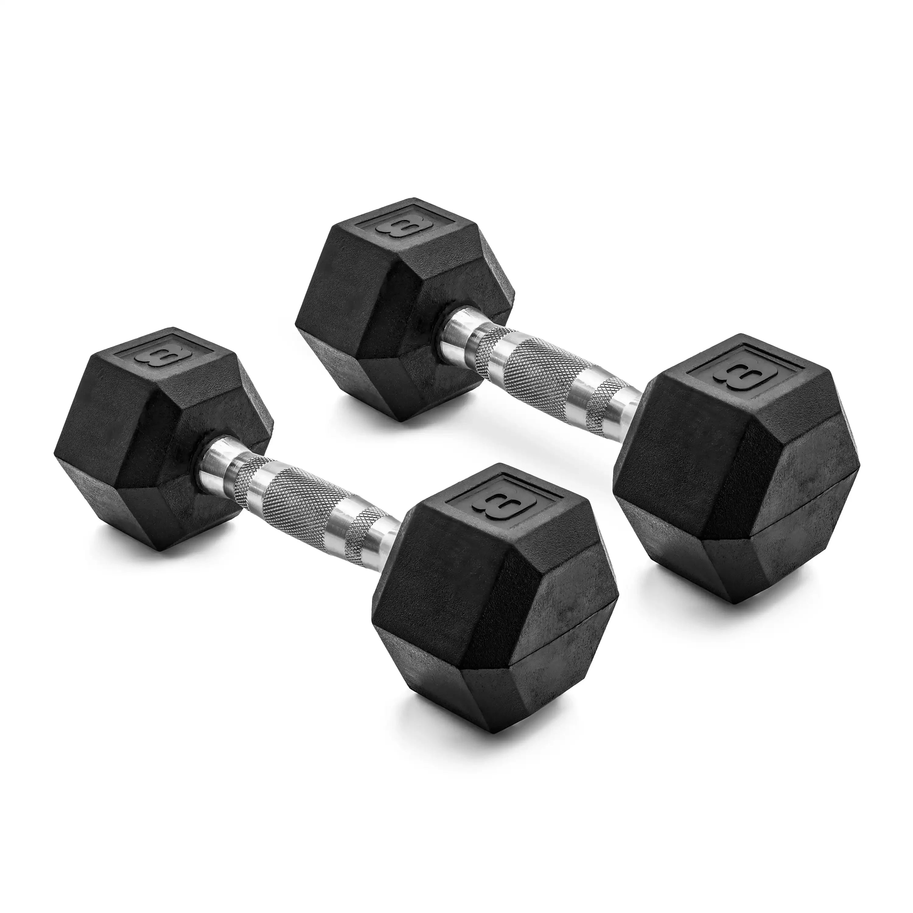8lb Pair Rubber-Coated Hex Dumbbells – Non-Slip Grip & Anti-Rolling Design for Home Gym Training